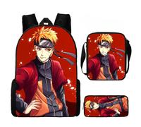 (O)Naruto Set Zaino Bambini Con Astuccio Matite E Versatile Per Gite Scuola Giorno