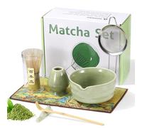 O OLAX 7 pezzi Matcha Kit, Matcha Whisk Set, Frusta al Matcha, Ciotola Matcha, Supporto Chasen, Cucchiaio di Matcha, Setaccio Di Matcha, per la Casa, l'ufficio e la Sala da Tè