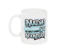 O.P.S. - Tazza In Cercamica Personalizzata, Con Frasi Divertenti e Dal Design Accattivante, Adatta Per Forno, Microonde, Lavastoviglie, Capacità 350ml, Formato cm 10hx8x8 - Invidio