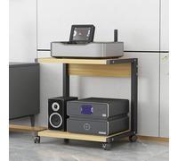 o Rack, 2 livelli AV nd con ruote, giradischi e console di gioco, TV in legno nd per soggiorno e centro di intrattenimento (legno h)