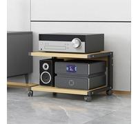o Rack, AV a 2 livelli con ruote, giradischi in legno e console di gioco, TV nd per soggiorno e sala giochi, Slish Entertainment Center (legno h)
