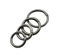 O-ring con molla in metallo, Clip a molla O Ring in metallo da 6 pezzi - Connettori moschettone rotondi durevoli(Black,25mm)