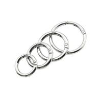 O-ring con molla in metallo, Clip a molla O Ring in metallo da 6 pezzi - Connettori moschettone rotondi durevoli(Silver,15mm)
