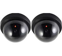 O&W Security 2 X fotocamera finta con obiettivo finto videosorveglianza, sicurezza merce, telecamera di sorveglianza con luce LED rossa per interni ed esterni
