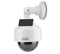O&W Security DomeTelecamera di sorveglianza professionale a energia solare finta per esterni, con obiettivo e luce LED rossa