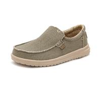 HEY DUDE vegan MIKKA Braided army Scarpe Uomo slip on mocassini cotone bio estive traspiranti - Colore: Verde, Taglia: 42
