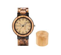(O26-1) Orologio da coppia BIRD con cinturino in legno colorato, da donna, con visualizzazione della