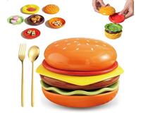 OADAA 2026 New Ceramic Hamburger Plate Set - 6-Piece Burger Bowl and Plate Set, Funny Ceramic Burger Dish Container for Snack, Dessert, and Sushi Dip