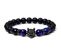 OADAA Bracciale Save A Wolf, bracciale con pietra lavica a testa di lupo, bracciale con perline in pietra di energia anti-ansia per alleviare lo stress in cristallo curativo per uomo