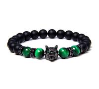 OADAA Bracciale Save A Wolf, bracciale con pietra lavica a testa di lupo, bracciale con perline in pietra di energia anti-ansia per alleviare lo stress in cristallo curativo per uomo