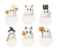 OADAA Ghostees Mystery Phone Buddy, 6Pcs Ghost Phone Charm, Cute Stick-On Halloween Ghost Pumpkin Phone Topper
