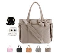 OADAA Luvy Bag - Luvys Bag Crush Bow Tote Bag for Women, with 2Pcs Cat Pins (1Pc Khaki)
