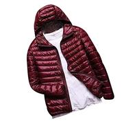 OADOBKICE Cappotto Impermeabile Uomo Piumino Invernale Piumino Parka Piumino Uomo Piumino Ripiegabile Ultra Leggero Piumino Imbottito Parka Trapuntato Imbottito con Cappuccio Cappuccio Bordeaux XXL