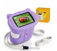 OAEBLLE Microscopio per Bambini, Microscopio Digitale Portatile 1000X 4K con Schermo IPS 2.4", 8 LED, USB Ricaricabile, Gioco Educativo STEM per Scuola, Regalo Ragazzi e Bambine 3-12 Anni, Berenjena