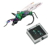 OAEPG 2pcs Fly Fishing Hook Baits Fishing Tackle Gear Artificial Lures Baits Fly Bees Floating Lure with Box Realistic Trout Lures