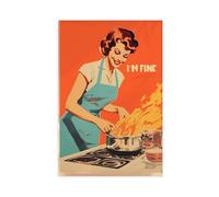 OAHFDF Stampa artistica da parete su tela, motivo: cucina anni '50, casalinga felice, decorazione artistica da parete per soggiorno e camera da letto, 50 x 75 cm