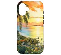 Oahu Hawaii Travel Vibe Beach Tramonto Art Custodia per iPhone 16