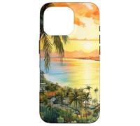 Oahu Hawaii Travel Vibe Beach Tramonto Art Custodia per iPhone 16 Pro