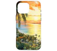 Oahu Hawaii Travel Vibe Beach Tramonto Art Custodia per iPhone 16 Pro Max
