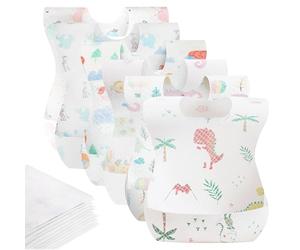 Oaioya 60pcs Bavaglini Usa e Getta,Bavaglini Impermeabili Monouso,Bavette Svezzamento per Neonati Bambini 0-3Anni,Bavaglino Regolabili con Tasca Raccogli Pappa per Casa Viaggio Asilo