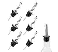 Oaioya 6pcs Tappi Dosatori per Olio in Acciaio Inox,Tappi per Bottiglie di Vetro,Beccucci con Coperchio per Bottiglie di Liquore Olio Vino Cocktail,Beccuccio Dispenser Versatori Dosatore di Bottiglie