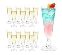 Oaioya Confezione da 50 flute da champagne in plastica trasparente da 150 ml, bicchieri da champagne in PS trasparenti, eleganti e riutilizzabili, per matrimoni, feste, cocktail e celebrazioni
