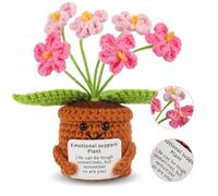 Oaioya Fiori Finti Nontiscordardimé,Fiori Artificiali all'Uncinetto in Vaso,Fiori in Vaso Ornamento da Scrivania,Fiori di Energia Positiva in Rosa Sfumata,Regalo per Donne Amiche Fidanzate Mamma