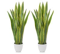 Oairse 2pcs Grandi Piante di Serpente Artificiali 73cm Alte Piante di Serpente Finte in Vasi Bianchi Piante Artificiali da Interno Decorative Sansevieria Finta per Casa Ufficio Balcone Patio Soggiorno