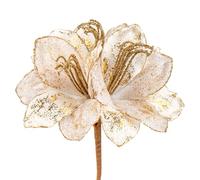 Oairse 3 grandi fiori di Pasqua artificiali di Natale glitterati 3 teste lunghe 64 cm gambo lungo ornamenti di Natale argentati decorazione albero di Natale composizioni floreali
