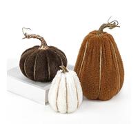 Oairse 3 zucche artificiali in finto sherpa, dimensioni assortite, zucche in peluche, finta zucca, decorazione da tavolo, centrotavola per autunno, festival, Ringraziamento, feste di Halloween