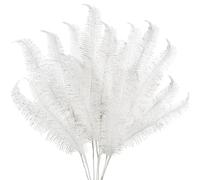 Oairse 8 plettri e spray per albero di Natale, colore bianco, glitterati, 71,1 cm, piume glitterate, foglie, steli per albero di Natale, rami, ghirlande, centrotavola, decorazioni per le vacanze