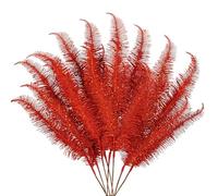 Oairse 8 plettri e spray per albero di Natale con glitter rossi, 71,1 cm, piume glitterate, foglie e steli per albero di Natale, rami, ghirlande, centrotavola, decorazioni per le vacanze