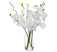 Oairse Fiore artificiale orchidea in vaso di vero tocco fiore finto in vaso di vetro con finto acqua fiori di seta bianca finta Phalaenopsis Flora arrangiamento per casa ufficio matrimonio tavolo