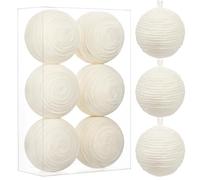 Oairse Palline decorative natalizie bianche, 10 cm, 6 palline di filato grandi, decorazioni per albero di Natale, Halloween, feste, centrotavola