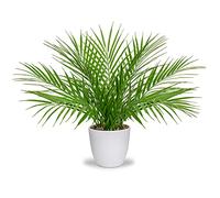 Oairse Pianta artificiale in vaso, 40,6 cm, decorazione moderna di palma artificiale, in plastica, per soggiorno, balcone, camera da letto, bagno, camera da letto, tavolo, bianco