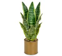 Oairse Pianta artificiale serpente da 44cm in vasi di metallo dorato, piante finte in vaso decorative, pianta Sansevieria finta artificiale, piante artificiali da interno per casa bagno cucina camera