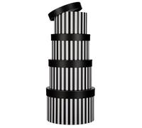 Oairse Scatole regalo con coperchi per regali, scatole rotonde a righe bianche e nere per composizioni floreali, set di 4 scatole regalo per damigelle, proposte, matrimoni, compleanni, feste di laurea
