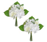 Oairse Set di 2 fiori artificiali, ortensie con rose, fiori artificiali come veri lumen, decorazione per il bagno, il soggiorno, la decorazione della casa
