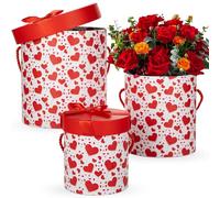 Oairse Set di 3 scatole regalo con coperchio, rotonde, scatola regalo, in cartone, per matrimonio, compleanno, confezione regalo, regalo per la festa della mamma