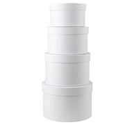 Oairse - Set di 4 scatole regalo rotonde con coperchi, scatole per fioriere bianche, scatola regalo annidata con coperchi per composizioni floreali, vuota, ideale per damigella d'onore, matrimonio