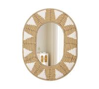 Oairse Specchio da parete ovale in rattan, specchio da parete rustico in legno intrecciato a mano, specchio bohémien da appendere alla parete, decorazione per casa, bagno, soggiorno, ingresso, camera