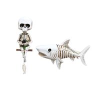 OAJABBGE 2 Scheletri Pesci Pescatori Decorazioni A Parete In Resina Per Feste Halloween Temi Acquari E Resine Per Interior Design Statua Fermalibri