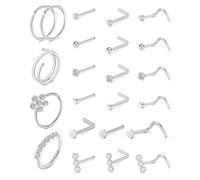 OAJABBGE 23 Borchie Per Naso In Zircone In Acciaio Inossidabile 3 Disegni Con Gambo Variazioni Colore Set Gioielli Corpo Con Pietre Preziose Da 1 5 3 Mm Set Piercing Naso In Acciaio