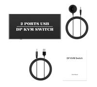 OAJABBGE 4K Displayport Commutatore per 2 computer, 1 tastiera mouse 4K a 60 Hz, 3 porte USB 2.0 per stampante con controller