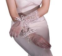 OAJABBGE Guanti Eleganti In Pizzo Con Dita Intere Per Balli Fine Anno Concerti Banchetti Accessori Lunghi La Sposa E Le Damigelle D'onore In Nylon Traspirante Fotografia Nuziale