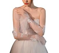 OAJABBGE Guanti Trasparenti In Pizzo Con Maniche Svasate Lusso Per Cerimonie Nuziali. Eleganti Coperture Braccia Gala Eventi Fotografici Fornitura Guanti Da Sposa