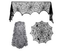 OAJABBGE Halloween Decorations Tablecloth And Lamp Cover Set for Dining Table Mantels Bedside Light Holiday Party Centerpieces Party Table Accessories
