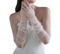 OAJABBGE Lussuosi Manicotti Con Perle Accessorio Da Sposa Guanti Comode Coperture In Tulle Per Cerimonie Banchetti Travestimenti Eleganti Maniche Da Sposa Con Perle