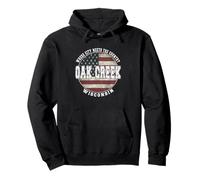 Oak Creek Wisconsin, Bandiera Americana Vintage Felpa con Cappuccio