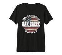 Oak Creek Wisconsin, Bandiera Americana Vintage Maglietta Premium